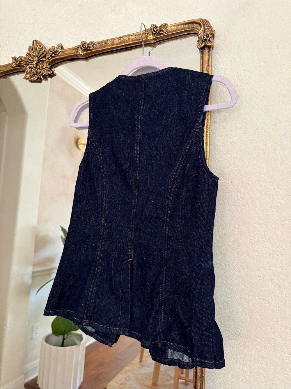 Meshki Abel Dark Indigo Denim Button Up Top with Gold Buttons size medium - Picture 4 of 4